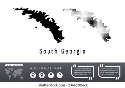 South Georgia Map Vector Set Halftone Dots Black.