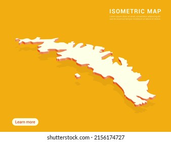 South Georgia map white on yellow background with 3d isometric vector illustration.