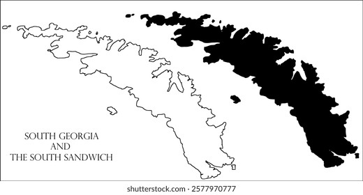 South Georgia and the South Sandwich Islands Blank Map, South Georgia and the South Sandwich Islands Map Outline Vector Images