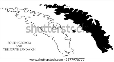 South Georgia and the South Sandwich Islands Blank Map, South Georgia and the South Sandwich Islands Map Outline Vector Images