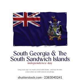 South Georgia and the South Sandwich Islands Flag, Celebrating Independence Day. Abstract waving flag on white background Country Flag.