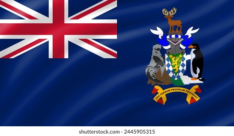 South Georgia and the South Sandwich Islands flag waving. Background. Vector