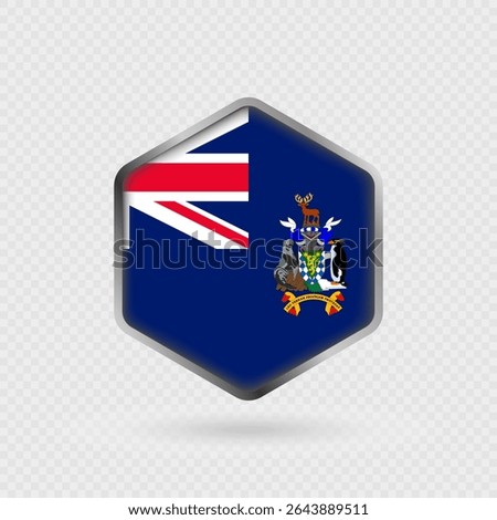 South Georgia and the South Sandwich Islands Flag Icon in Hexagon Shape.