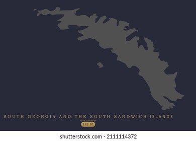South Georgia and The South Sandwich Islands Map - World Map International vector template with High detailed including grey and black outline isolated on dark background - Vector illustration 10