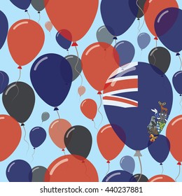 South Georgia and the South Sandwich Islands National Day Flat Seamless Pattern.. Flying Celebration Balloons in Colors of South Georgia and the South Sandwich Islander Flag.