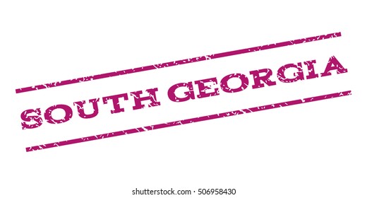 South Georgia watermark stamp. Text caption between parallel lines with grunge design style. Rubber seal stamp with scratched texture. Vector purple color ink imprint on a white background.