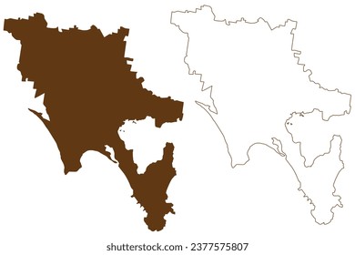 South Gippsland Shire (Commonwealth of Australia, Victoria state, Vic) map vector illustration, scribble sketch South Gippsland Shire Council map