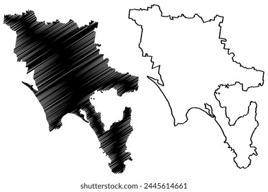 South Gippsland Shire (Commonwealth of Australia, Victoria state, Vic) map vector illustration, scribble sketch South Gippsland Shire Council map