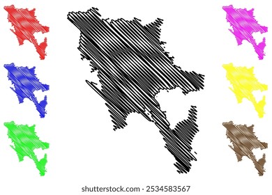 South Gippsland Shire (Comunidade da Austrália, estado de Victoria, Vic) mapa ilustração vetorial, esboço de rabisco South Gippsland Shire mapa do Conselho