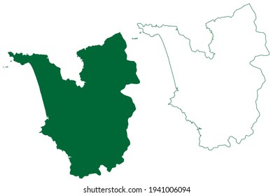 South Goa District (Goa State, Republic Of India) Map Vector Illustration, Scribble Sketch South Goa Map