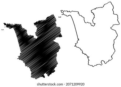 South Goa District (Goa State, Republic Of India) Map Vector Illustration, Scribble Sketch South Goa Map