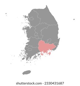 South Gyeongsang map, Provinz Südkorea. Vektorgrafik.