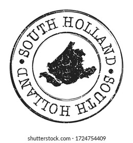 South Holland, Netherlands Stamp Postal. A Map Silhouette Seal. Passport Round Design. Vector Icon Design Retro Travel.