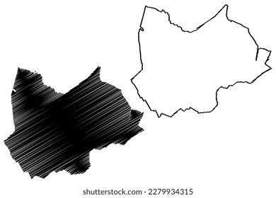 South Holland Non-metropolitan district (United Kingdom of Great Britain and Northern Ireland, ceremonial county Lincolnshire or Lincs, England) map vector illustration, scribble sketch map