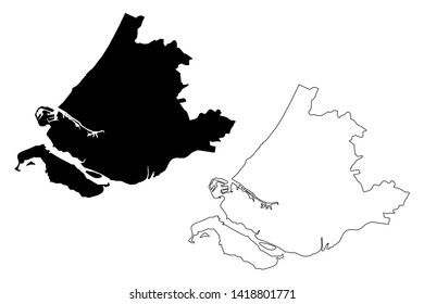 South Holland province (Kingdom of the Netherlands, Holland) map vector illustration, scribble sketch South Holland map