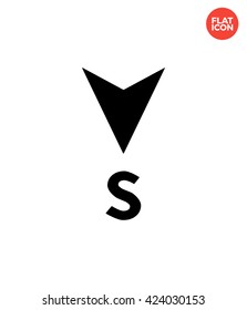 South Icon Flat Style Isolated Vector Illustration