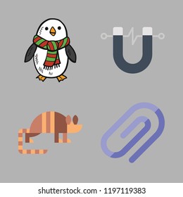south icon set. vector set about attach, magnet, armadillo and penguin icons set.