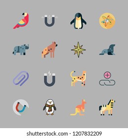 south icon set. vector set about cheetah, penguin, attach and kangaroo icons set.