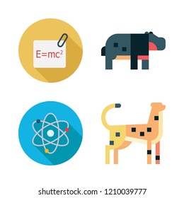 south icon set. vector set about physics, cheetah and hippopotamus icons set.