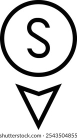 Icono del sur. Diseño de estilo lineal delgado aislado sobre fondo blanco