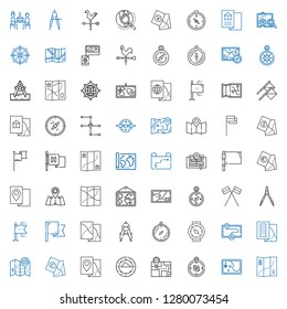 south icons set. Collection of south with map, compass, flag, flags, wind rose, weather vane, explore, weathercock, korean. Editable and scalable south icons.