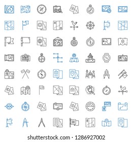 south icons set. Collection of south with map, flag, compass, flags, weather vane, explore, korean, wind rose, weathercock. Editable and scalable south icons.