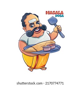 south Indian cook with masaladosa dish in his hand.