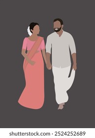  South Indian couple holding hands Portrait for save the date or wedding invitation cards