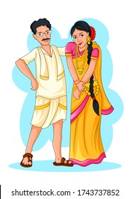 South Indian Couple India Vector Stock Vector (Royalty Free) 1743737852 ...