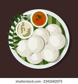 Idli, la famosa comida del sur de India, ilustra el vector.