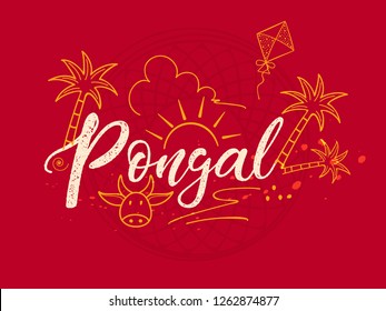 South Indian Festival Pongal Background Template Design Vector Illustration - Pongal Festival Background and elements with text of Pongal and sale 