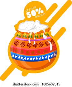 South Indian Festival Pongal Offer, Sale Background Template with 50% Discount Tag