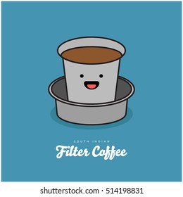South Indian Filter Coffee (Vector Illustration In Flat Style Design)