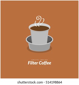 South Indian Filter Coffee (Vector Illustration In Flat Style Design)