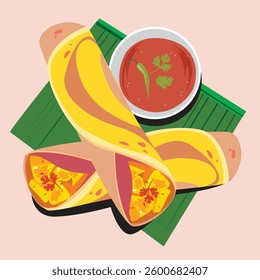 south Indian food. Dosa Vector Illustration