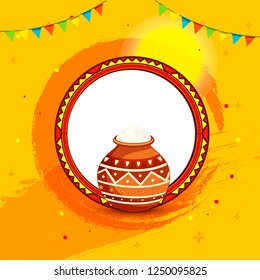 South Indian Harvesting Festival Happy Pongal Greeting Card Background.