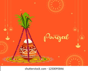 South Indian Harvesting Festival Happy Pongal Greeting Card Background. South Indian Harvesting Festival Happy Pongal Greeting Card Background.