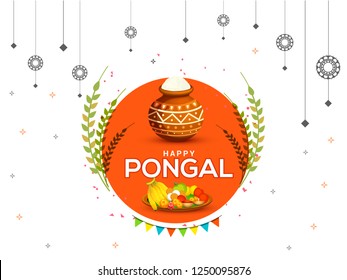 Fondo de la tarjeta de felicitación Pongal del Festival de Cosecha del Sur de India.