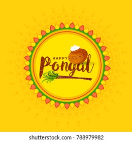 South Indian Harvesting Festival Happy Pongal Greeting Card Background.