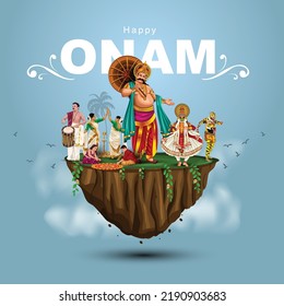 south Indian Kerala festival happy onam greetings background. editable vector illustration design	 - Shutterstock ID 2190903683