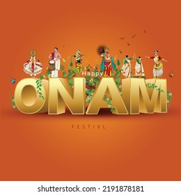 south Indian Kerala festival happy onam greetings background. editable vector illustration design	