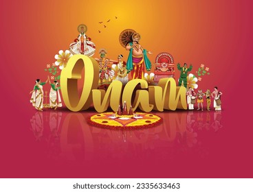 south Indian Kerala festival happy onam greetings background. editable vector illustration design	