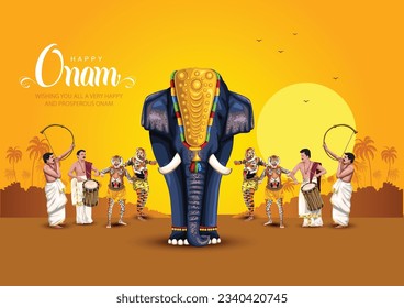 south Indian Kerala festival happy onam greetings background. editable vector illustration design 	