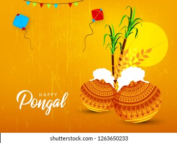 South Indian Tamil Festival Pongal Background Template Design Vector Illustration - Pongal Festival Background and elements with text of Pongal and sale 
