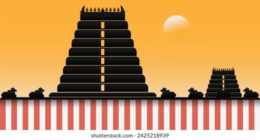 South Indian temple gopuram silhouette. banner, poster, card concept vector design.