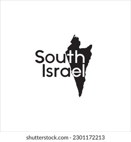 South Israel map and black lettering design on white background