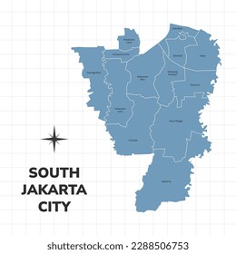 Mapa de la ciudad de Yakarta del Sur. Mapa de ciudades de Indonesia