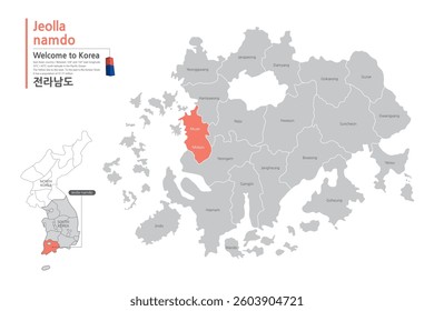 South Jeolla Province, South Korea, city, map,