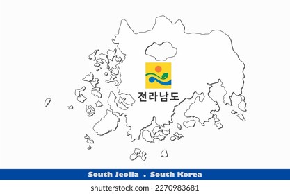 South Jeolla Province in South Korea Flag Map