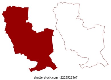 South Kesteven Non-metropolitan district (United Kingdom of Great Britain and Northern Ireland, ceremonial county Lincolnshire or Lincs, England) map vector illustration, scribble sketch map